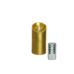 Lot de 60 - Bougie en cire moyenne LED à flamme mobile avec télécommande, 15 cm - or 