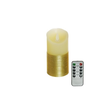 Lot de 60 - Bougie en cire moyenne LED à flamme mobile avec télécommande, 15 cm - blanc or 