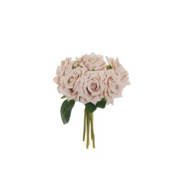Lot de 12 - Bouquet artificiel de roses Diamond X7, 24 cm - rose ancien 