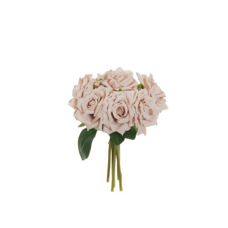 Lot de 12 - Bouquet artificiel de roses Diamond X7, 24 cm - rose ancien 