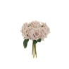 Lot de 12 - Bouquet artificiel de roses Diamond X7, 24 cm - rose ancien 