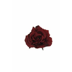 Lot de 48 - Tête artificielle de rose Queen, D. 12 cm - bordeaux 