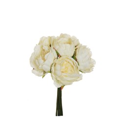 Lot de 12 - Bouquet artificiel de pivoines X6, 29 cm - crème 