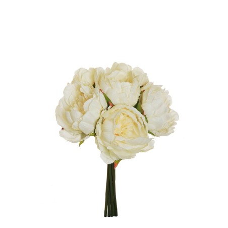 Lot de 12 - Bouquet artificiel de pivoines X6, 29 cm - crème 