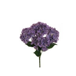 Lot de 12 - Buisson artificiel d'hortensias X5, 48 cm - lavande lilas 