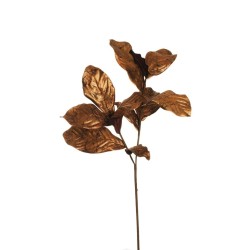 Lot de 24 - Tige artificielle de feuilles de magnolia métallisées X2, 78 cm - marron 