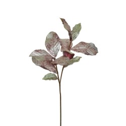 Lot de 24 - Tige artificielle de feuilles de magnolia métallisées X2, 78 cm - rose ancien vert 