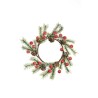 Lot de 12 - Couronne de bougie artificielle pin, pommes de pin et baies glacées, D. 26 cm - vert rouge 