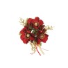 Lot de 24 - Couronne de bougie artificielle cosmos, blé, fougère et ruban, D. 12 cm - rouge 