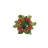 Lot de 12 - Couronne de bougie artificielle baies glacées, grenades, houx et blé pailleteux, D. 16 cm - rouge or vert 