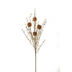 Lot de 24 - Tige artificielle d'echinops X4, 60 cm - marron 
