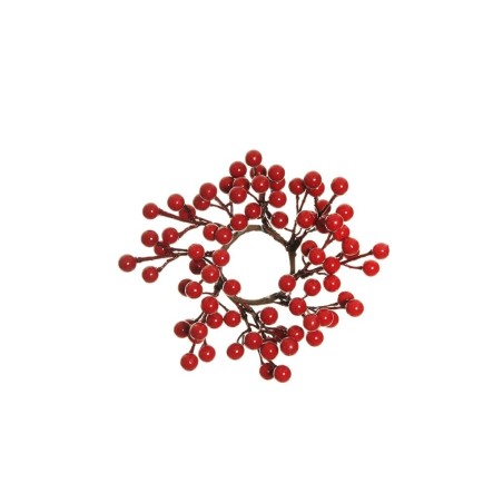 Lot de 24 - Couronne de bougie artificielle de baies, D. 17 cm - rouge 