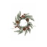 Lot de 12 - Couronne de bougie artificielle moyenne romarin, baies et pommes de pin enneigées, D. 28 cm - rouge 