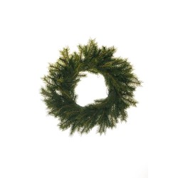 Lot de 4 - Couronne artificielle de pin sur base de rotin, D. 38 cm - vert 