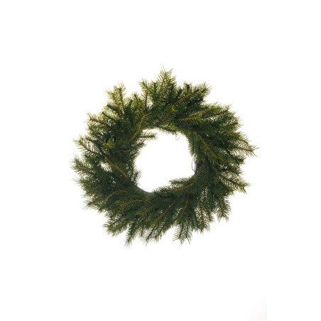 Lot de 4 - Couronne artificielle de pin sur base de rotin, D. 38 cm - vert 