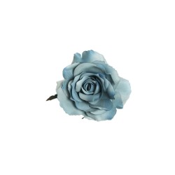 Lot de 48 - Tête artificielle de rose Queen, D. 12 cm - bleu poussiéreux 
