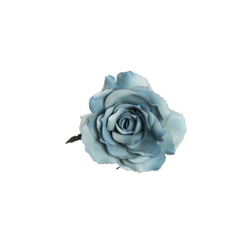 Lot de 48 - Tête artificielle de rose Queen, D. 12 cm - bleu poussiéreux 