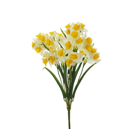 Lot de 12 - Buisson artificiel de jonquilles X9, 56 cm - crème jaune 