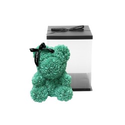 Lot de 16 - Ours en peluche moyen en roses avec nœud noir et boîte, 35 cm - tiffany 