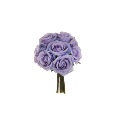 Lot de 12 - Bouquet artificiel de roses bridal X9, 25 cm - lavande clair 