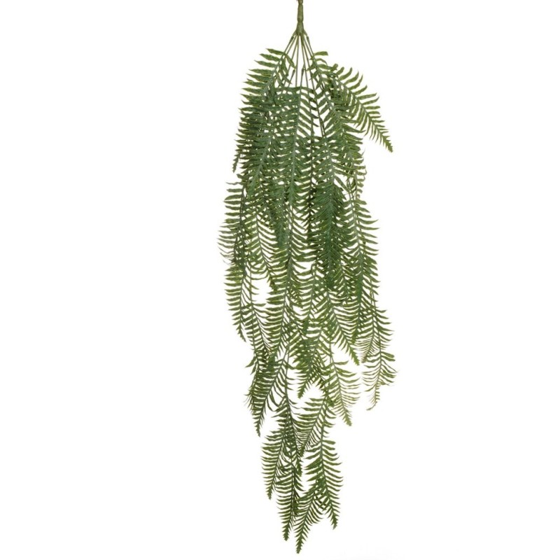 Lot de 12 - Buisson suspendu artificiel de fougère floquée X6, 116 cm - vert gris 