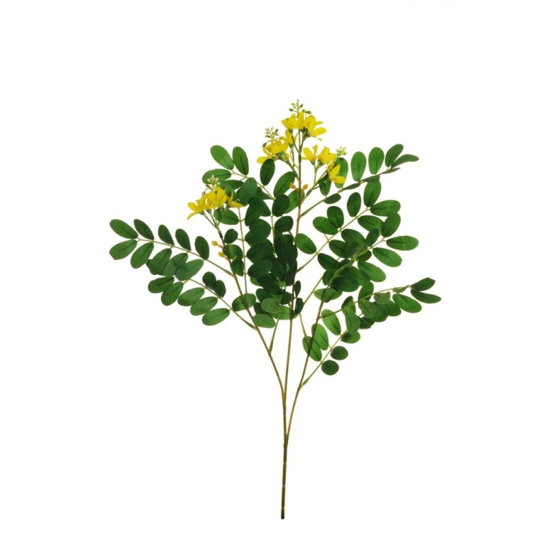 Lot de 24 - Tige artificielle d'acacia X3, 62 cm - jaune 