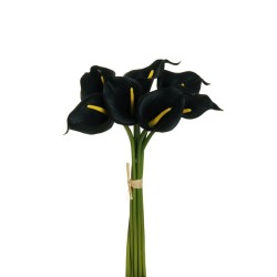 Lot de 12 - Petit bouquet artificiel de callas X7, 34 cm - noir 