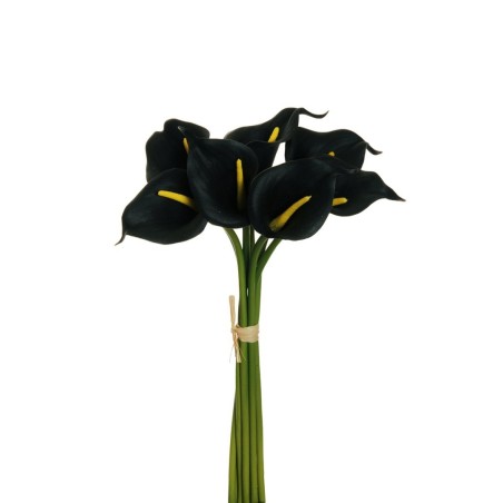 Lot de 12 - Petit bouquet artificiel de callas X7, 34 cm - noir 