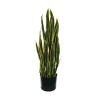 Lot de 2 - Plante artificielle de sansevieria toucher réel en pot, 112 cm - vert bord jaune 