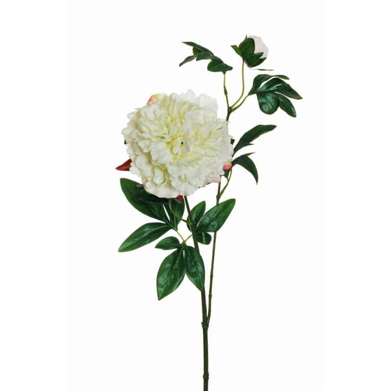 Lot de 12 - Tige artificielle de pivoine X2, 69 cm - blanc 