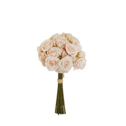 Lot de 12 - Bouquet artificiel de mini roses Frisco X9, 30 cm - saumon clair 