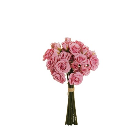 Lot de 12 - Bouquet artificiel de mini roses Frisco X9, 30 cm - rose 