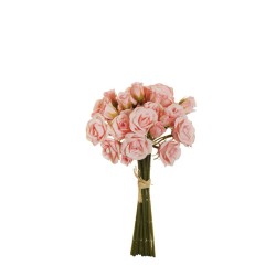 Lot de 12 - Bouquet artificiel de mini roses Frisco X9, 30 cm - rose clair 
