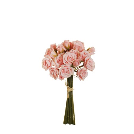 Lot de 12 - Bouquet artificiel de mini roses Frisco X9, 30 cm - rose clair 