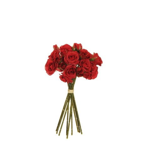Lot de 12 - Bouquet artificiel de mini roses Frisco X9, 30 cm - rouge 