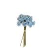 Lot de 12 - Bouquet artificiel de mini roses Frisco X9, 30 cm - bleu poussiéreux 