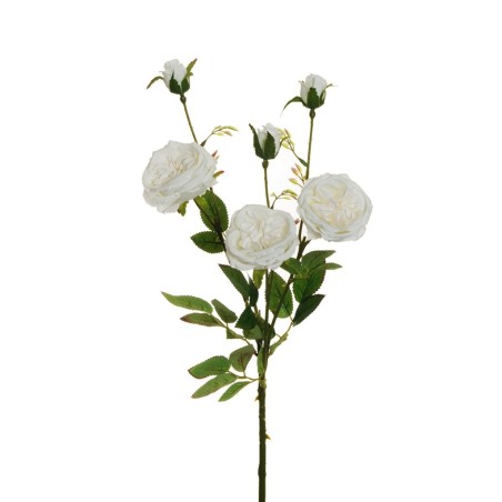 Lot de 24 - Tige artificielle de rose Austin X3, 67 cm - blanc 