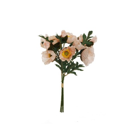 Lot de 12 - Bouquet artificiel de coquelicots froissés X3, 46 cm - pêche 