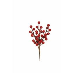 Lot de 240 - Pic artificiel de baies d'ilex X3, 20 cm - rouge 