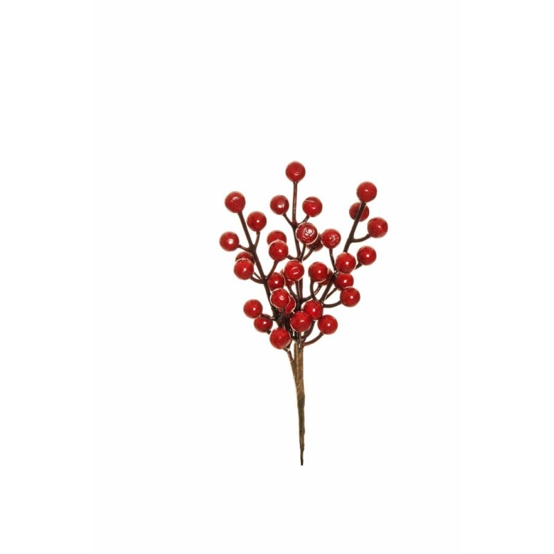 Lot de 240 - Pic artificiel de baies d'ilex X3, 20 cm - rouge 