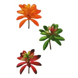 Lot de 24 - Crassula capitella artificiel, 17 cm - vert fuchsia bordeaux orange 