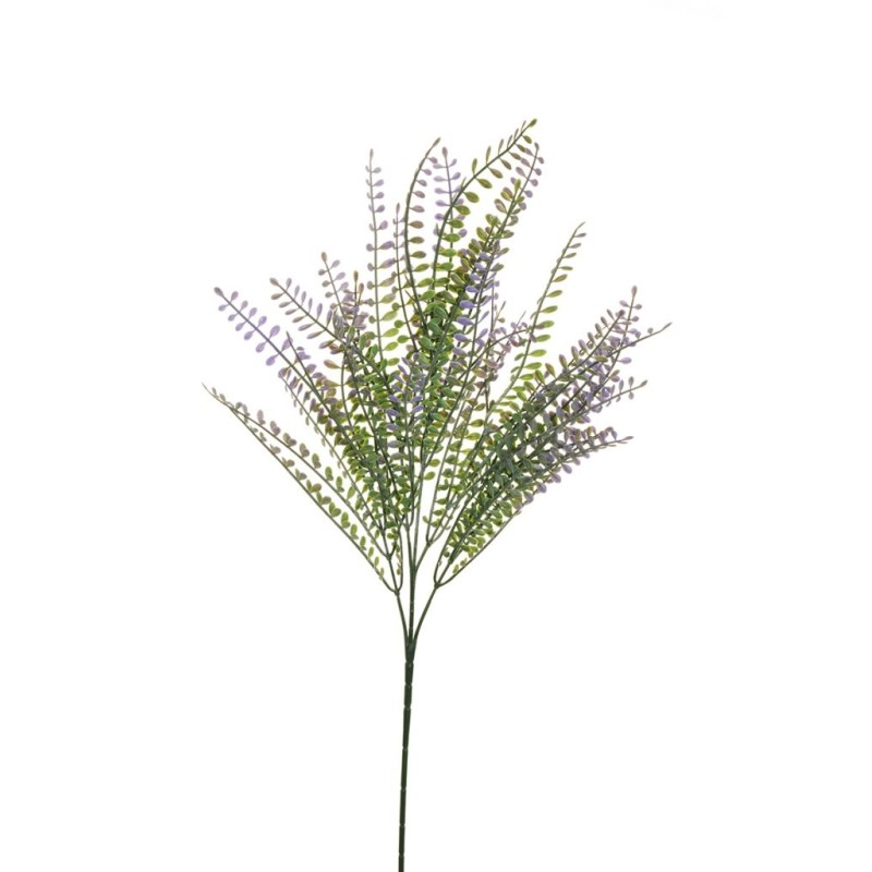 Lot de 24 - Tige artificielle de gleditsia floquée X5, 68 cm - vert gris violet 