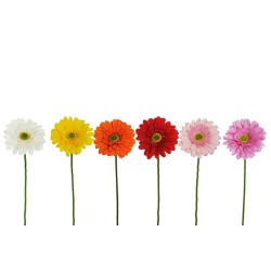Lot de 24 - Gerbera artificiel, 61 cm - rose vif blanc rouge rose jaune orange 