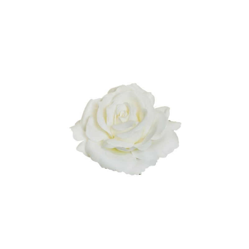 Lot de 48 - Tête artificielle de rose Queen, D. 12 cm - blanc 