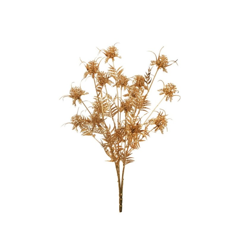 Lot de 12 - Buisson artificiel d'eryngium métallisé X3, 55 cm - or 