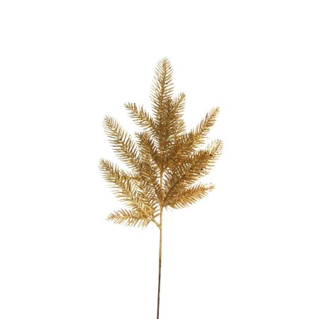 Lot de 24 - Tige artificielle de pin plat métallisée, 51 cm - or 