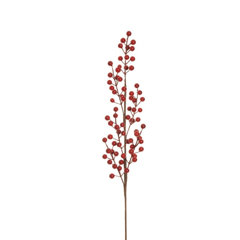 Lot de 24 - Tige artificielle de baies d'ilex X6, 70 cm - rouge foncé 
