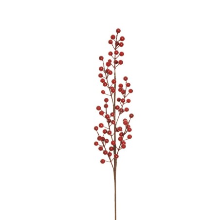 Lot de 24 - Tige artificielle de baies d'ilex X6, 70 cm - rouge foncé 