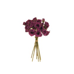 Lot de 12 - Bouquet artificiel de mini roses Frisco X9, 30 cm - violet 