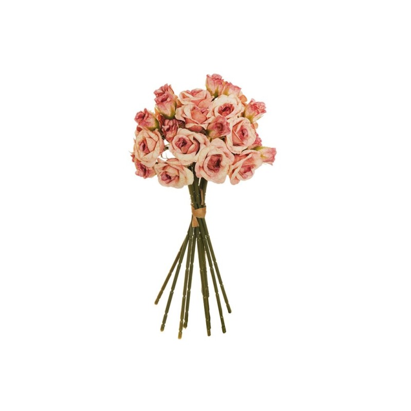 Lot de 12 - Bouquet artificiel de mini roses Frisco X9, 30 cm - mauve saumon 